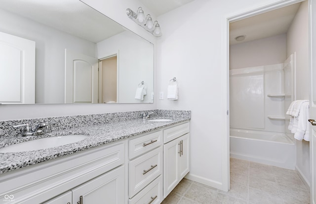 bathroom featuring shower / bathing tub combination and vanity