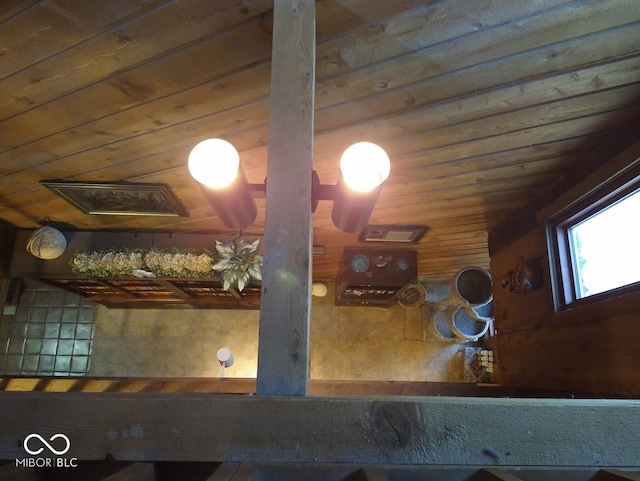 details featuring wood ceiling