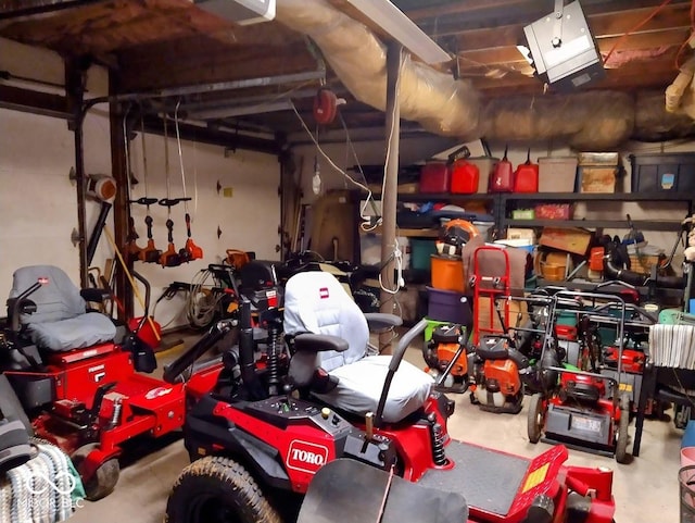 garage with a garage door opener