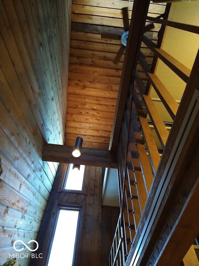 room details featuring wooden walls