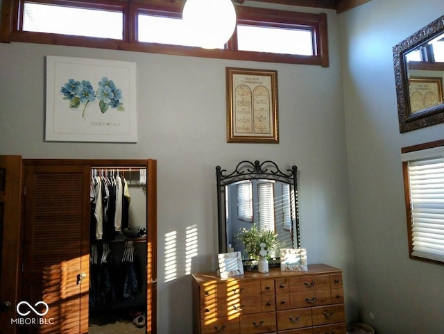 bedroom featuring multiple windows and a closet