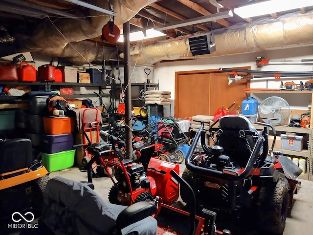 garage with a garage door opener