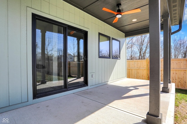 1656 Roosevelt Ave, Indianapolis, IN 46218 - view of patio with a ceiling fan and fence