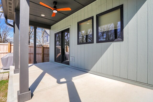 1656 Roosevelt Ave, Indianapolis, IN 46218 - view of patio / terrace with area for grilling, a ceiling fan, and fence
