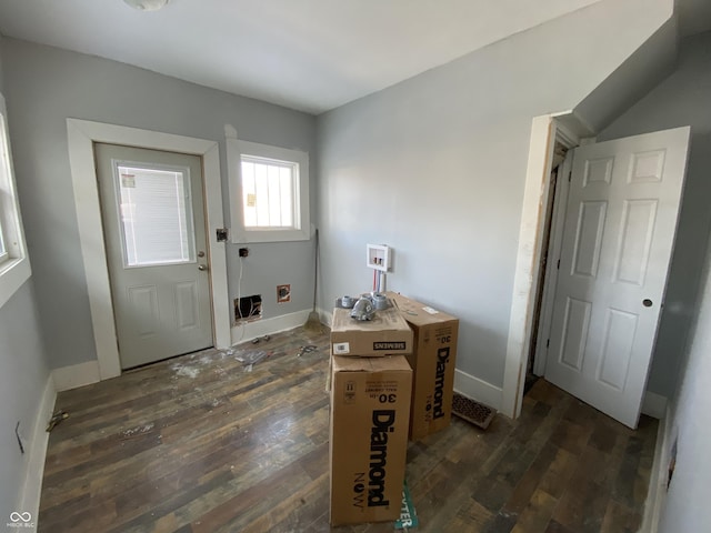 entrance foyer with dark hardwood / wood-style floors