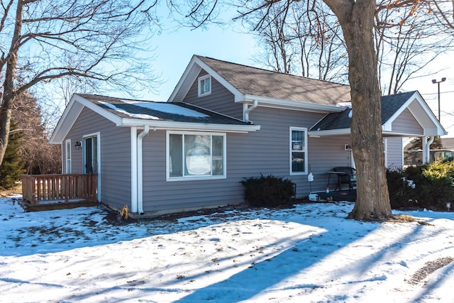 view of snow covered exterior