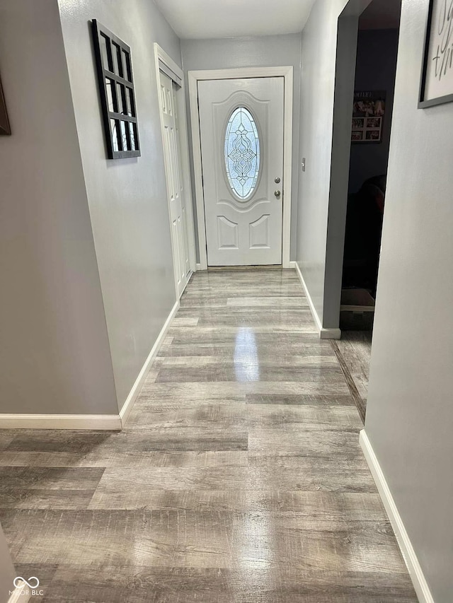 doorway to outside featuring light hardwood / wood-style floors