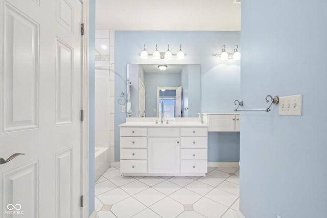 bathroom with vanity and tile patterned floors