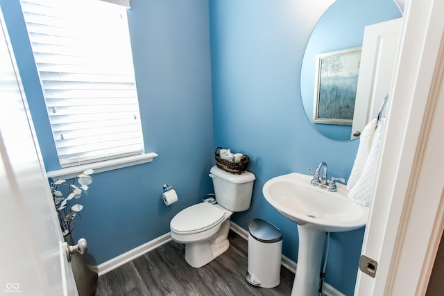 bathroom featuring sink, hardwood / wood-style flooring, and toilet