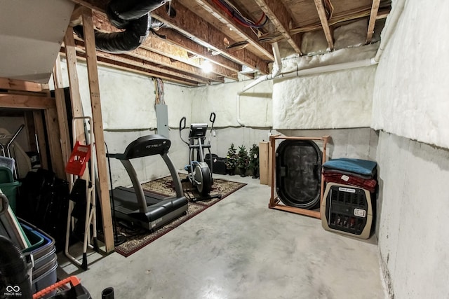 exercise room with electric panel