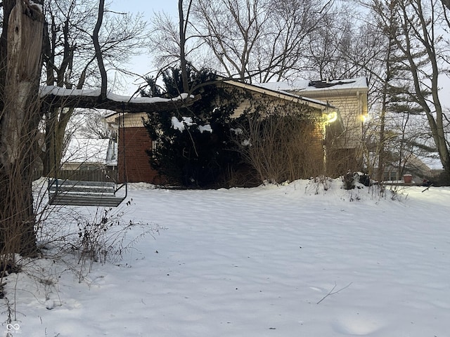 view of snow covered exterior