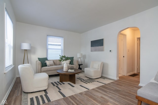 living room featuring light hardwood / wood-style flooring