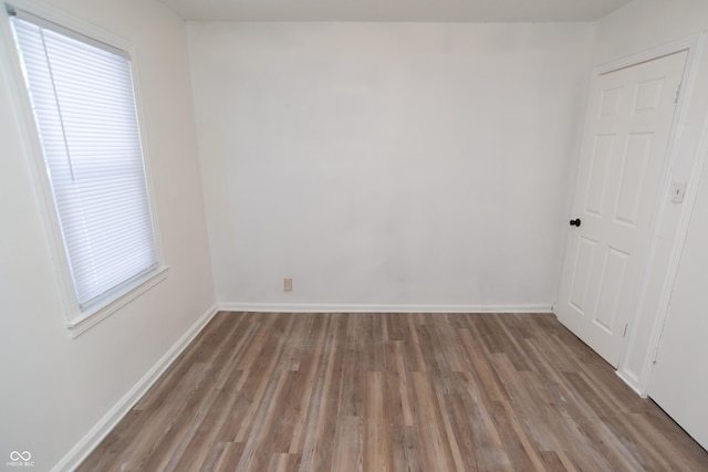 spare room featuring a healthy amount of sunlight and wood-type flooring