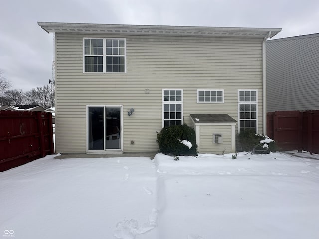 view of snow covered property