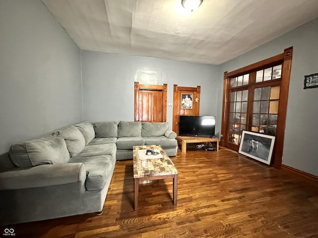 living room with wood-type flooring