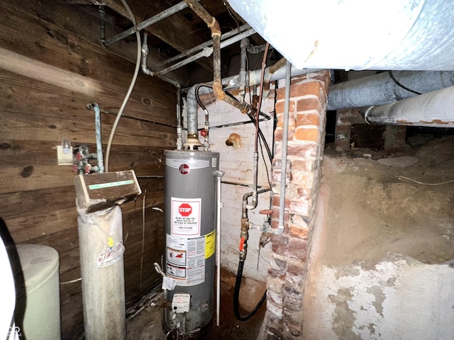 utility room with water heater