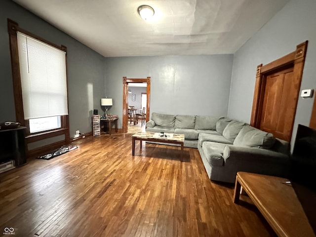 living room with hardwood / wood-style floors