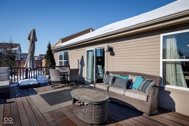 deck with an outdoor living space