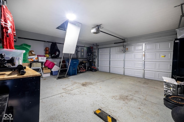 garage with a garage door opener