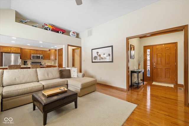 living room featuring light hardwood / wood-style flooring