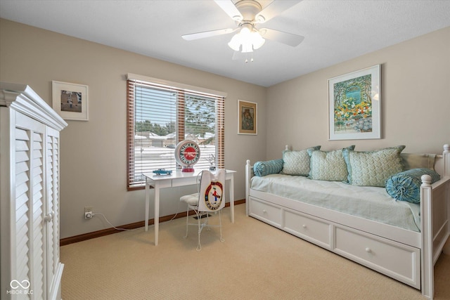 interior space featuring ceiling fan