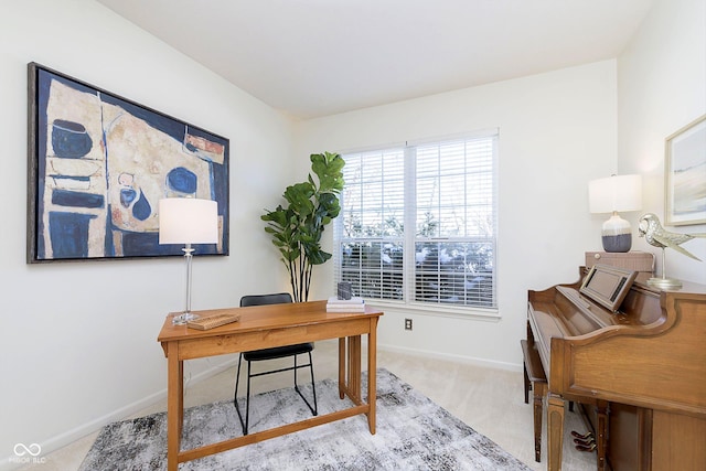 home office featuring carpet flooring