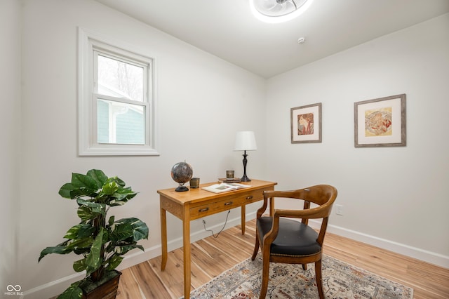 office space featuring hardwood / wood-style floors