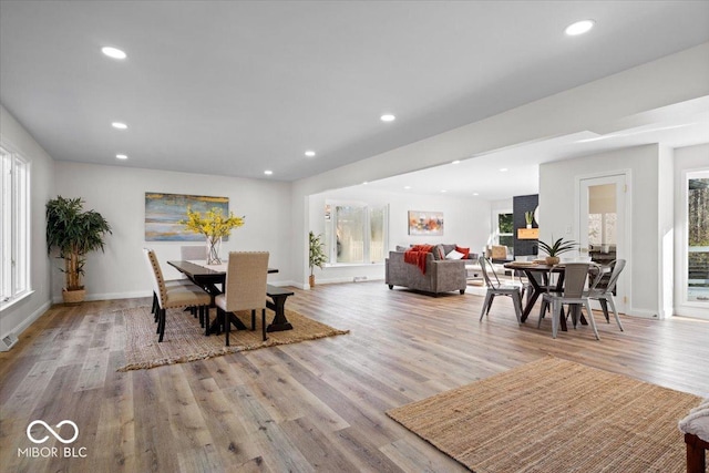 dining room with light hardwood / wood-style flooring