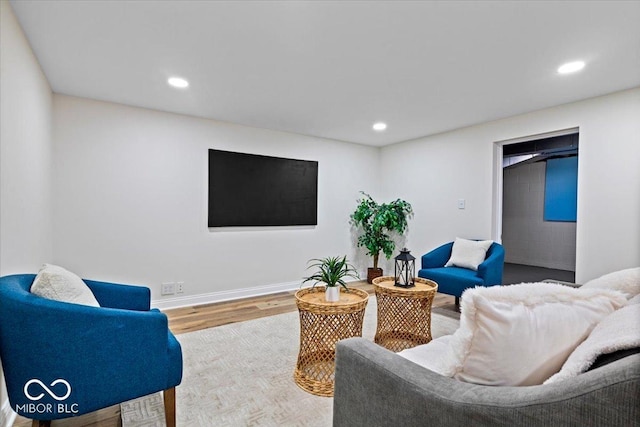 living room with wood-type flooring