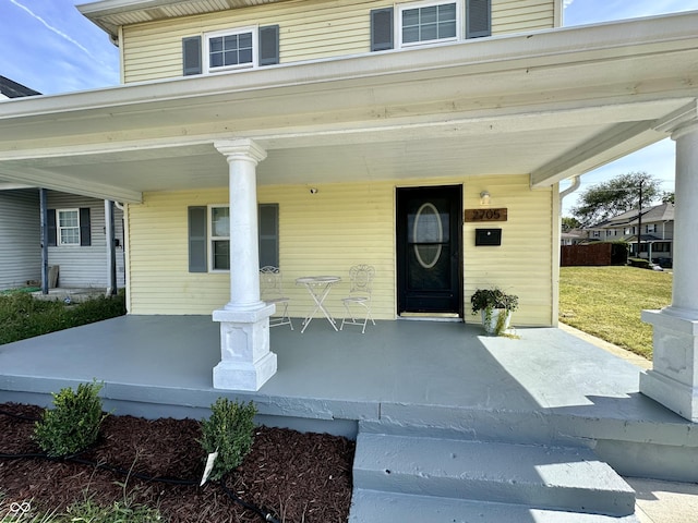 entrance to property with a porch