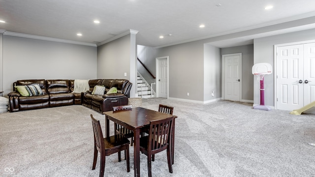 8526 Oakmont Ln, Indianapolis, IN 46260 - carpeted dining area with crown molding