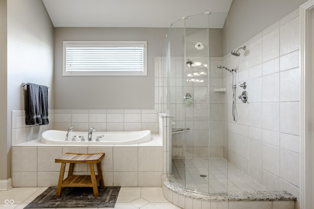 8526 Oakmont Ln, Indianapolis, IN 46260 - bathroom featuring independent shower and bath and tile patterned flooring