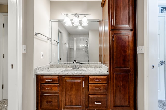 8526 Oakmont Ln, Indianapolis, IN 46260 - bathroom with vanity and a shower with shower door
