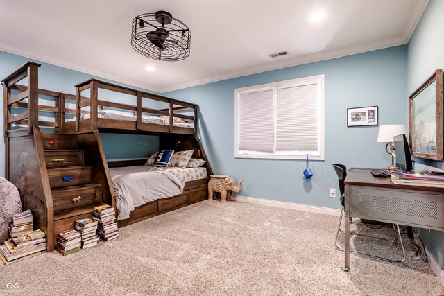8526 Oakmont Ln, Indianapolis, IN 46260 - bedroom featuring crown molding and carpet floors