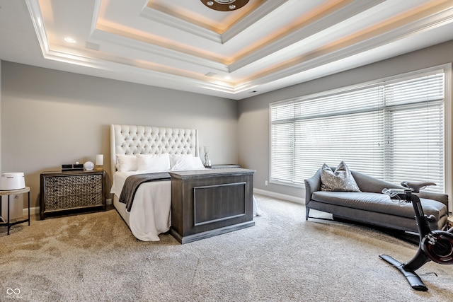 8526 Oakmont Ln, Indianapolis, IN 46260 - bedroom featuring light carpet and a tray ceiling