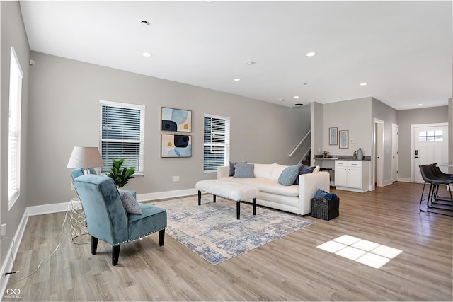 living room featuring light hardwood / wood-style flooring