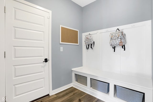 mudroom with dark hardwood / wood-style flooring