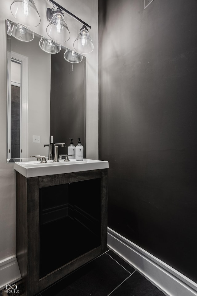 bathroom featuring vanity and tile patterned flooring