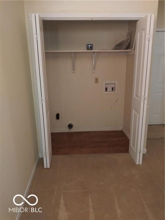 laundry area with washer hookup and light colored carpet