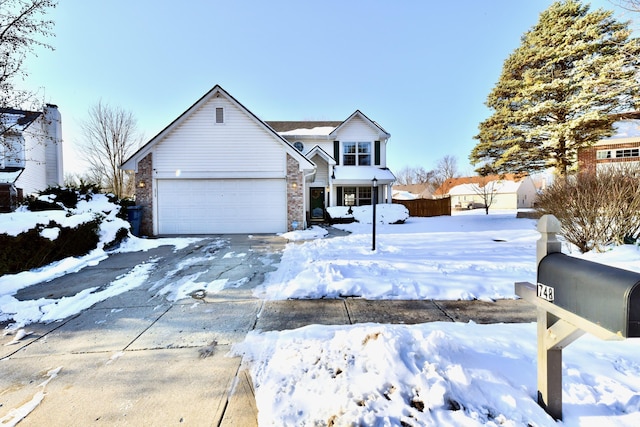 view of front of property featuring a garage