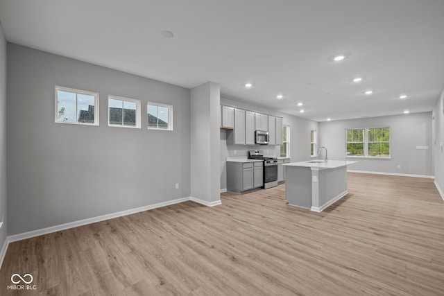 1721 Real St, Indianapolis, IN 46240 - kitchen featuring appliances with stainless steel finishes, recessed lighting, light wood-type flooring, light countertops, and baseboards