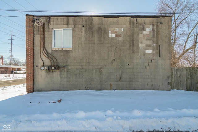 view of snow covered exterior