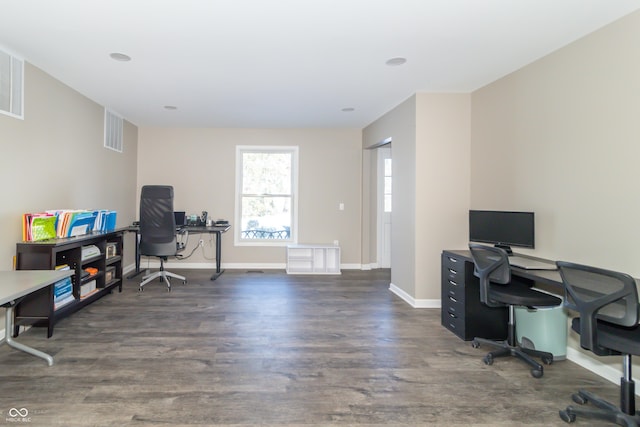 office featuring dark hardwood / wood-style flooring