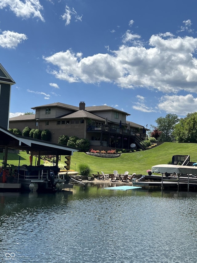 property view of water with a boat dock