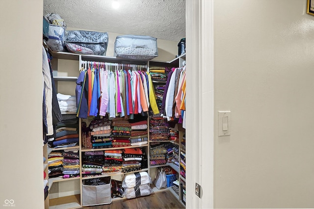 spacious closet featuring hardwood / wood-style flooring