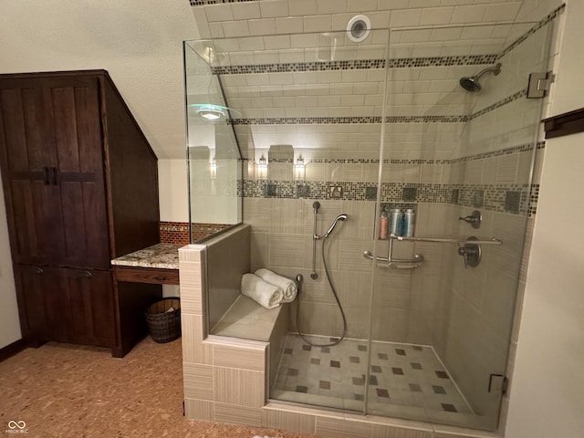 bathroom featuring walk in shower