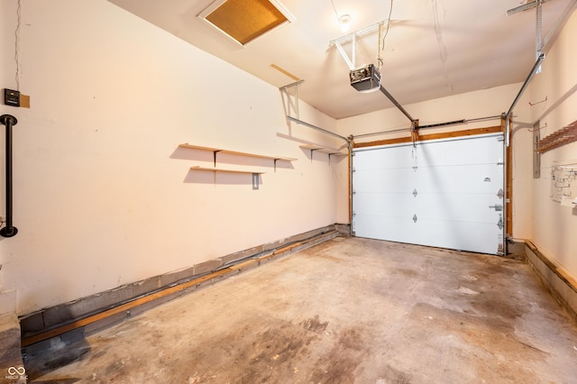 garage with a garage door opener