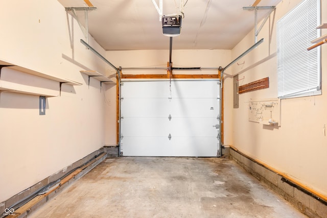 garage with a garage door opener