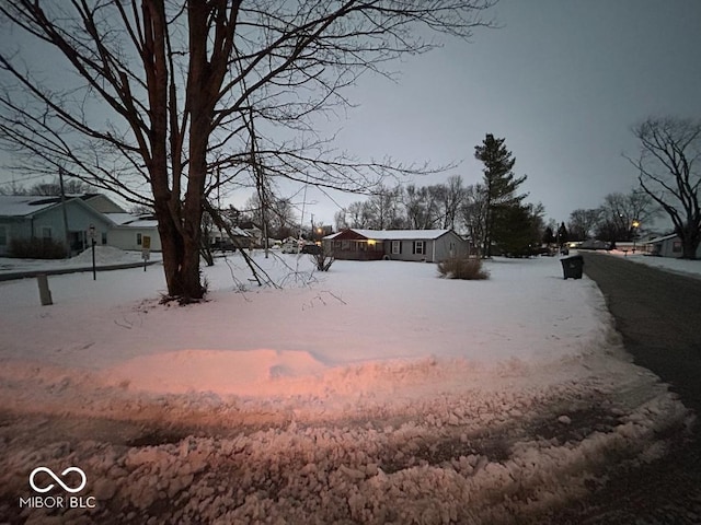 view of yard covered in snow