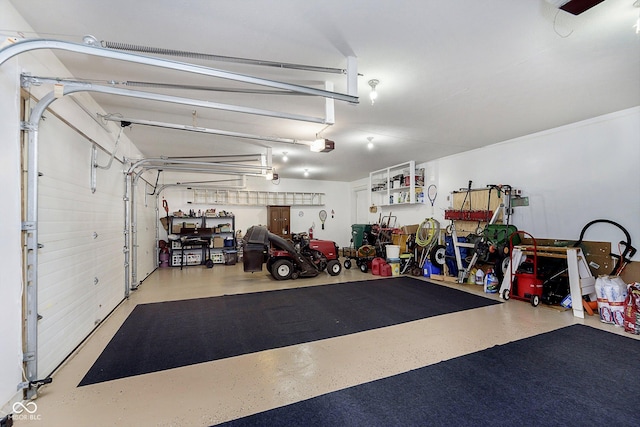 garage with a garage door opener